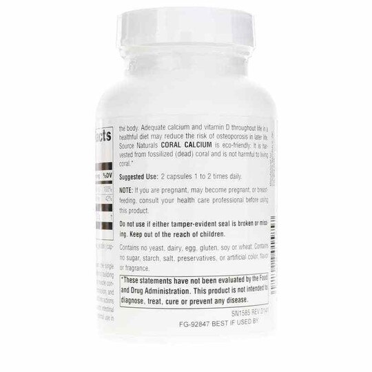 Coral Calcium 600 Mg Capsules, Source Naturals